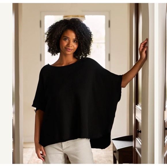 FRANK & EILEEN Olive Original Capelet One Size OS Black NEW Lounge Casual